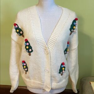 NWT Christmas tree cardigan sweater, size L